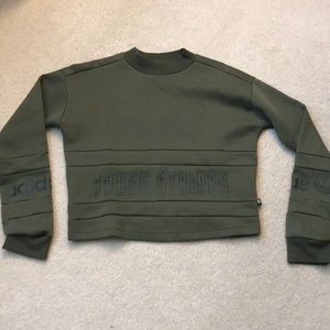Adidas army green cropped sweater
